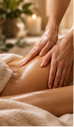 Massage lymphatique manuel de la cuisse