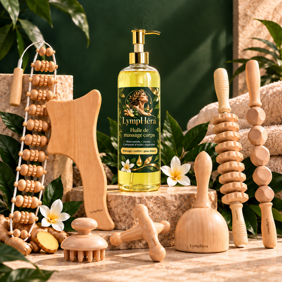 Rituel Douceur LympHéra avec madérothérapie et huile au jojoba
